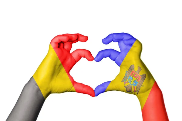 Belgien Moldawien Herz Handbewegung Die Herz Macht Clipping Path — Stockfoto
