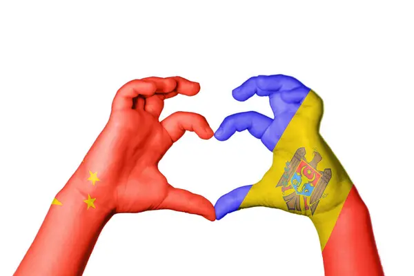 China Moldávia Coração Gesto Mão Fazendo Coração Clipping Path — Fotografia de Stock