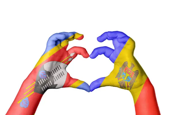Eswatini Moldova Heart Hand Gesture Making Heart Clipping Path — 图库照片