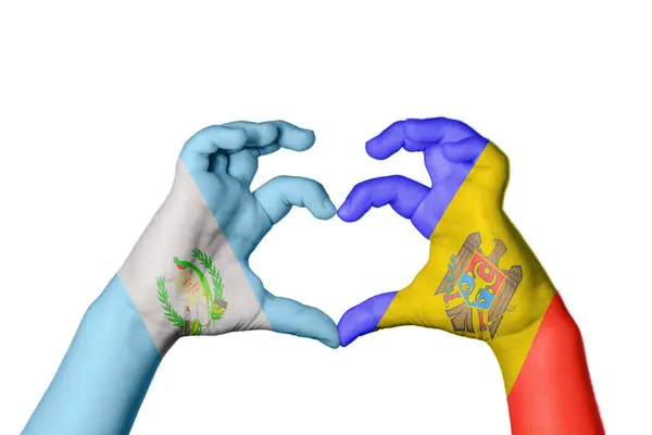 Γουατεμάλα Μολδαβία Καρδιά Χειρονομία Χέρι Κάνοντας Καρδιά Ψαλίδισμα Μονοπάτι — Φωτογραφία Αρχείου