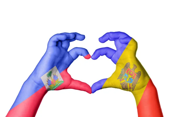 Αϊτή Μολδαβία Καρδιά Χειρονομία Χέρι Κάνοντας Καρδιά Ψαλίδισμα Μονοπάτι — Φωτογραφία Αρχείου