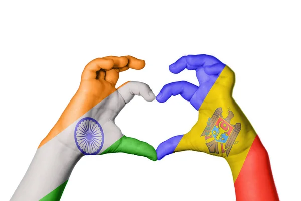 Indien Moldavien Hjärta Hand Gest Att Göra Hjärta Klippning Path — Stockfoto