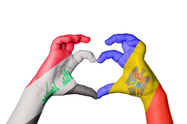 Irak Moldavien Hjärta Hand Gest Att Göra Hjärta Klippbana — Stockfoto