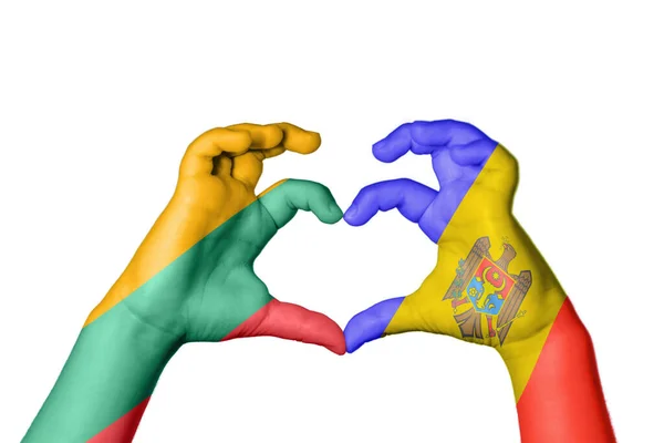 Lituania Moldavia Corazón Hacer Gestos Corazón Recortar Camino —  Fotos de Stock