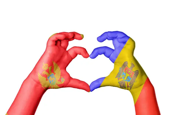 Montenegro Moldávia Coração Gesto Mão Que Faz Coração Clipping Path — Fotografia de Stock