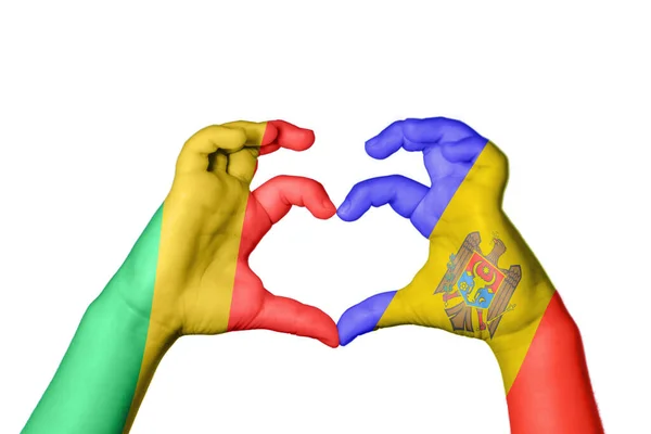 刚果共和国Moldova Heart Hand Gesture Making Heart Clipping Path — 图库照片