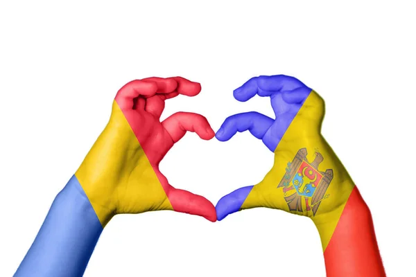 Rumänien Moldawien Herz Handbewegung Die Herz Macht Clipping Path — Stockfoto