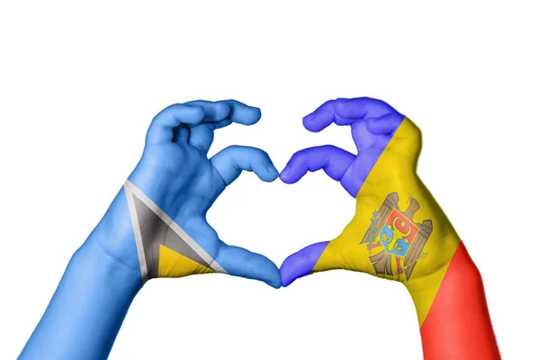 Hart Van Sint Lucia Moldavië Handgebaar Maken Hart Knippad — Stockfoto