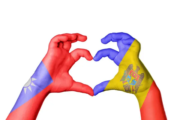 Taiwan Moldova Heart Hand Gesture Making Heart Clipping Path — Stock Photo, Image