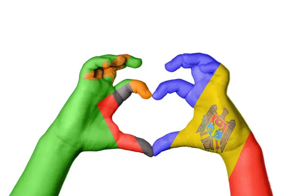 赞比亚Moldova Heart Hand Gesture Making Heart Clipping Path — 图库照片