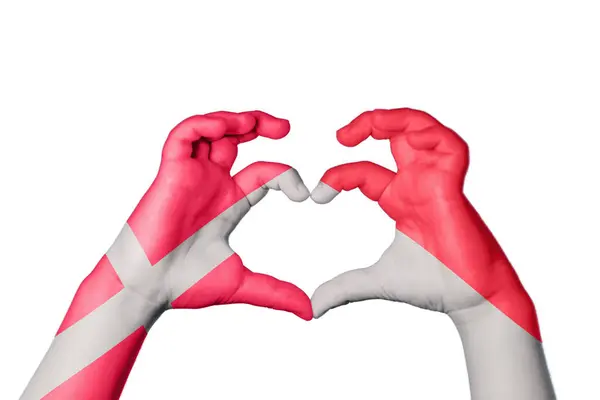Δανία Μονακό Καρδιά Χειρονομία Χέρι Καθιστώντας Την Καρδιά Ψαλίδισμα Διαδρομή — Φωτογραφία Αρχείου