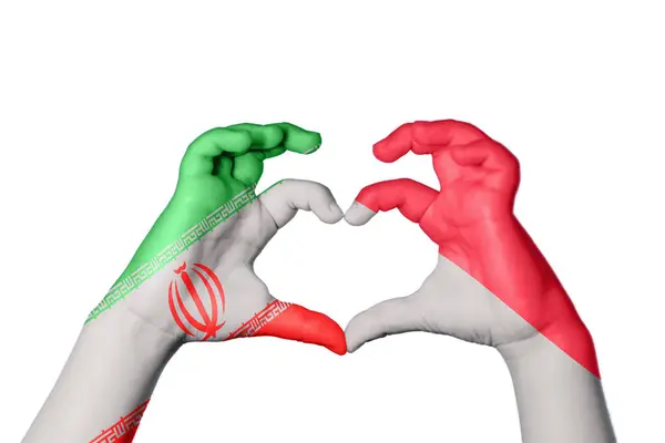 Iran Monaco Heart Hand Gesture Making Heart Clipping Path — Stock Photo, Image