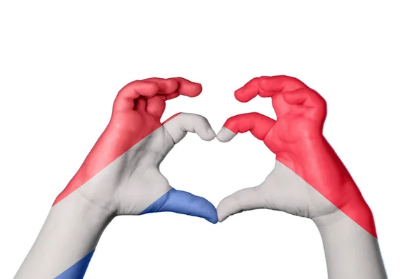 Netherlands Monaco Heart Hand Gesture Making Heart Clipping Path — Stock Photo, Image