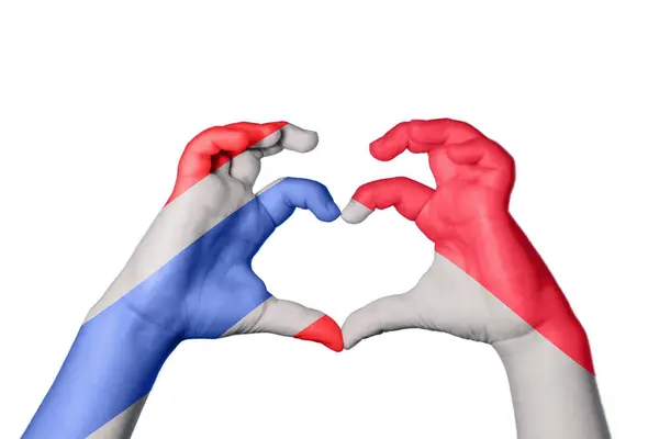 Thailand Monaco Heart Hand Gesture Making Heart Clipping Path — Stock Photo, Image