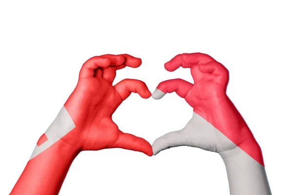 Tonga Monaco Heart Hand Gesture Making Heart Clipping Path — Stock Photo, Image