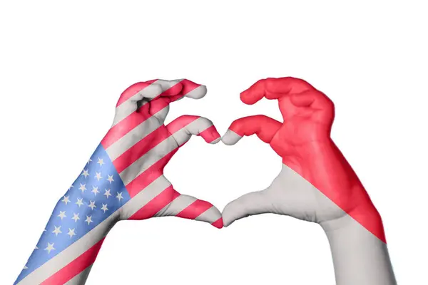 Stati Uniti Monaco Heart Hand Gesture Making Heart Clipping Path — Foto Stock