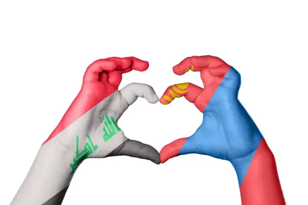 イラク モンゴルハート ハンドジェスチャー作り心臓 クリッピングパス — ストック写真