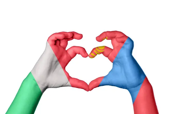Italia Mongolia Hjerte Håndbevegelse Som Gjør Hjertet Klippevei – stockfoto