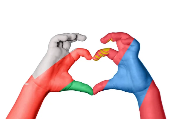 Oman Mongolia Heart Hand Gesture Making Heart Clipping Path — Stock Photo, Image
