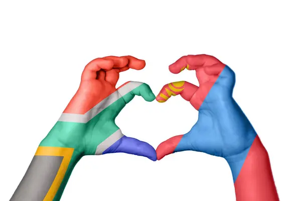 Serce Mongolii Południowej Afryki Ręczny Gest Serca Ścieżka Klipu — Zdjęcie stockowe
