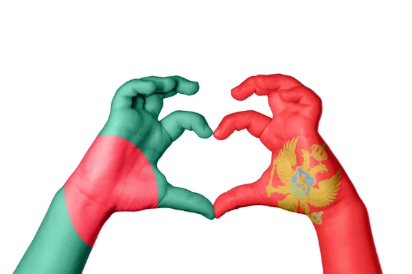 Bangladesh Montenegro Hart Hand Gebaar Maken Hart Knippad — Stockfoto