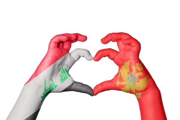 Irak Montenegro Herz Handbewegung Die Herz Macht Clipping Path — Stockfoto