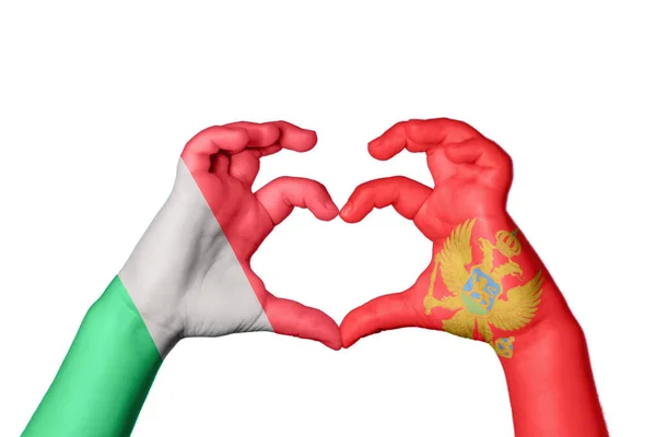 Italy Montenegro Heart Hand Gesture Making Heart Clipping Path — Stock Photo, Image