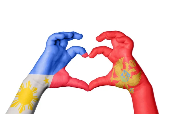 Φιλιππίνες Montenegro Heart Χέρι Χειρονομία Κάνοντας Καρδιά Κλίπινγκ Path — Φωτογραφία Αρχείου