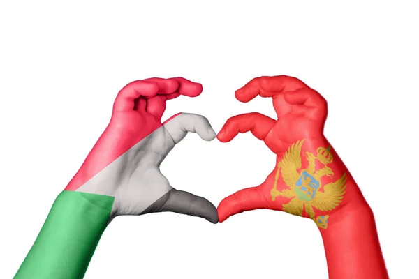 Sudan Montenegro Heart Hand Gesture Making Heart Clipping Path — Stock Photo, Image