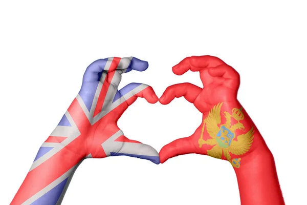 Reino Unido Montenegro Coração Gesto Mão Fazendo Coração Clipping Path — Fotografia de Stock