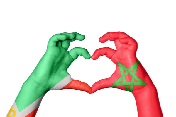 Chechnya Morocco Heart Hand Gesture Making Heart Clipping Path — Stock Photo, Image