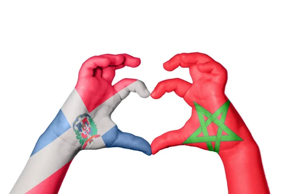 多米尼加共和国Morocco Heart Hand Gesture Making Heart Clipping Path — 图库照片