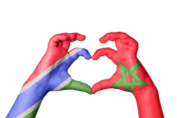 Gambia Morocco Heart Hand Gesture Making Heart Clipping Path — Stock Photo, Image