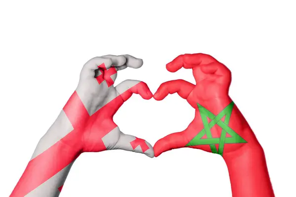 格鲁吉亚摩洛哥心 手手势造心 收割之路 — 图库照片
