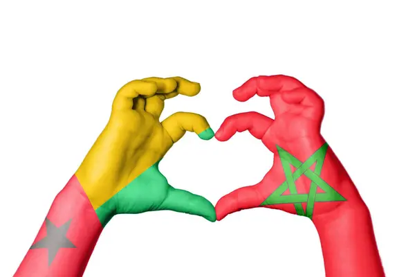 Guinee Bissau Marokko Hart Handgebaar Maken Hart Knippad — Stockfoto
