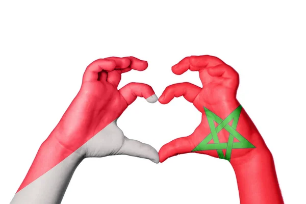 Indonésie Maroko Srdce Ruční Gesto Dělat Srdce Ořezávání Stezka — Stock fotografie