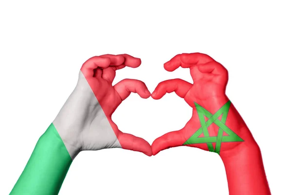 Itálie Maroko Srdce Ruční Gesto Dělat Srdce Ořezávání Stezka — Stock fotografie