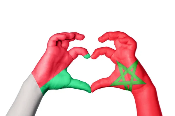 Madagaskar Marocko Hjärta Hand Gest Att Göra Hjärta Klippning Vägen — Stockfoto