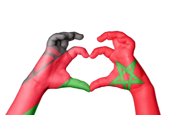 Malawi Maroc Coeur Geste Main Faisant Coeur Sentier Coupe — Photo