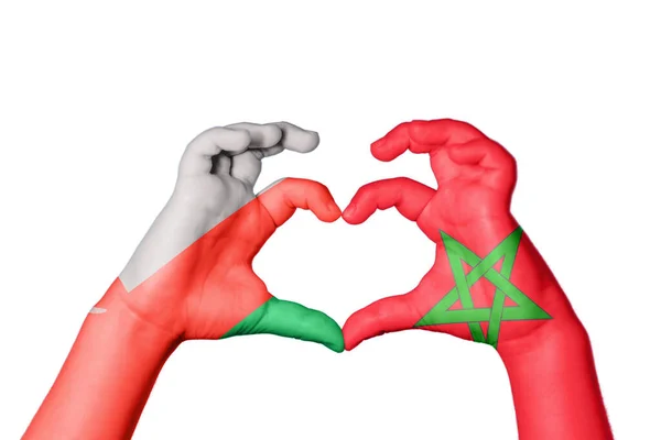 Oman Morocco Heart Hand Gesture Making Heart Clipping Path — Stock Photo, Image