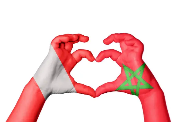 Peru Maroko Srdce Ruční Gesto Dělat Srdce Ořezávání Stezka — Stock fotografie