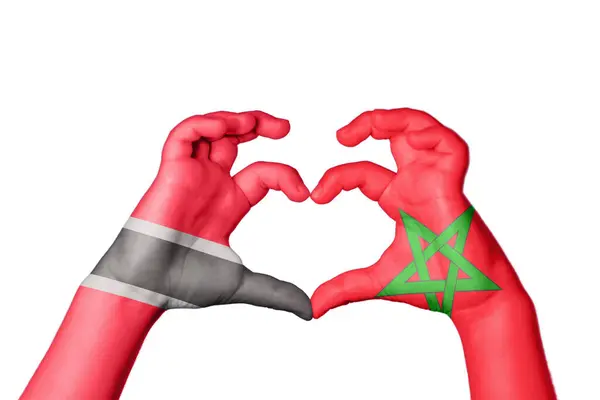 Trinidad Tobago Maroko Srdce Ruční Gesto Dělat Srdce Ořezávání Stezka — Stock fotografie