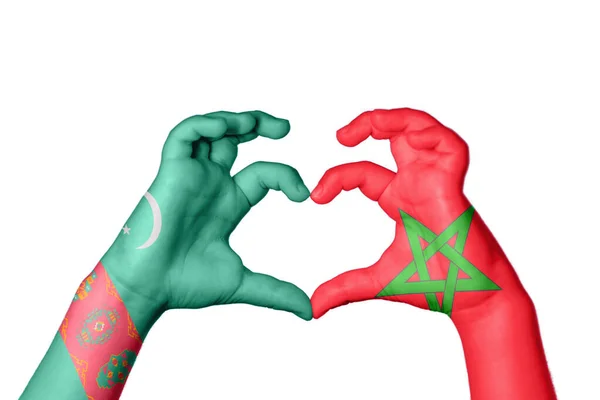 Τουρκμενιστάν Μαρόκο Καρδιά Χέρι Χειρονομία Κάνοντας Καρδιά Κλίπινγκ Path — Φωτογραφία Αρχείου