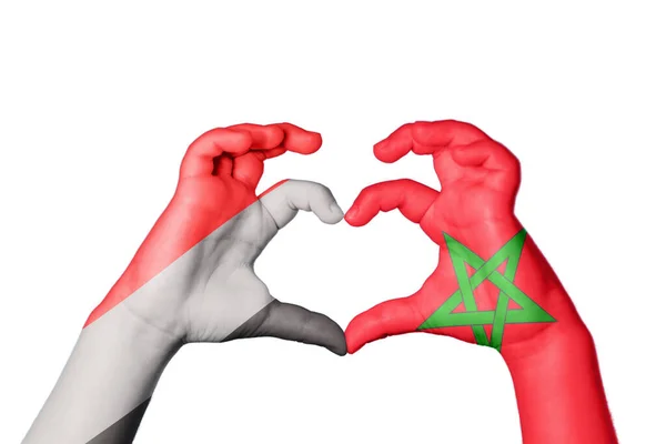 Jemen Maroko Srdce Ruční Gesto Srdce Ořezávání Stezka — Stock fotografie
