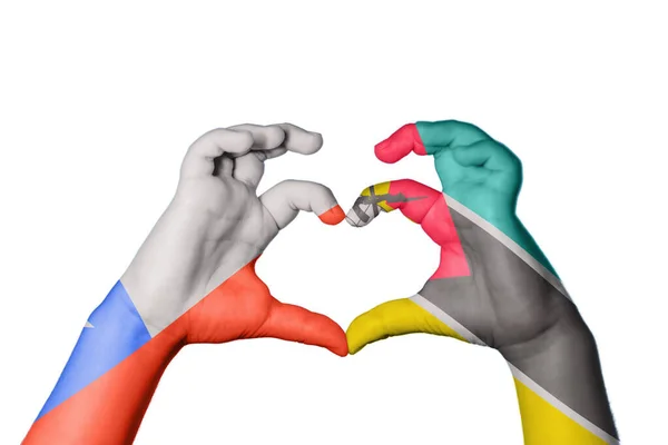 智利莫桑比克心脏 手手势制造心脏 收割路径 — 图库照片