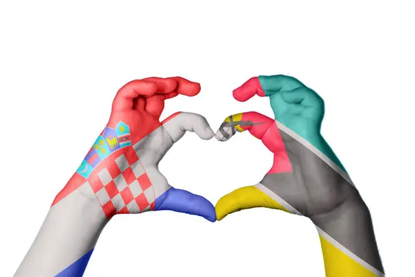 Croatia Mozambique Heart Hand Gesture Making Heart Clipping Path — Stock Photo, Image