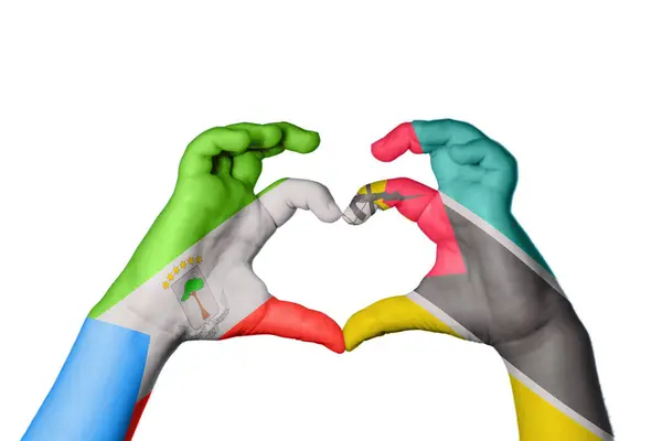 Equatorial Guinea Mozambique Heart Hand Gesture Making Heart Clipping Path — Stock Photo, Image