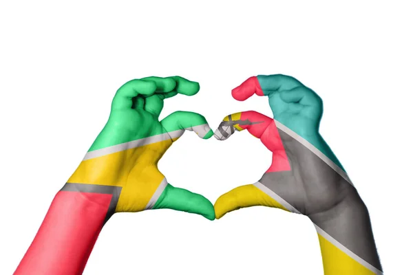 Guyana Mozambique Coeur Geste Main Faisant Coeur Sentier Coupe — Photo