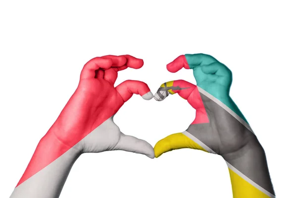 インドネシア モザンビークハート ハンドジェスチャー作り心臓 クリッピングパス — ストック写真