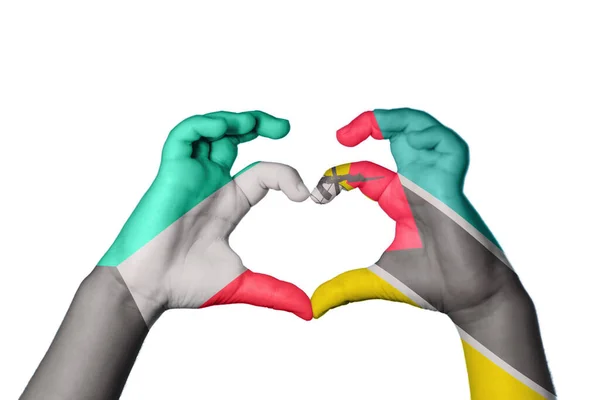 Кувейт Мозамбик Сердце Жест Руки Делает Сердце Обрезка Пути — стоковое фото